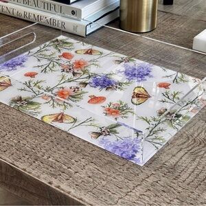 Forest wonderland acrylic serving tray with handles 10 x 14” home decor accents